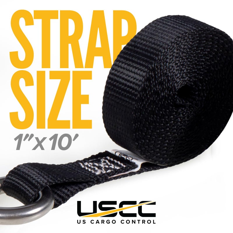 US Cargo Control Stainless Steel Ratchet Straps with S-Hooks 1" X 10' (4-Pack), 765 LBS Break Strength, Marine Tie Down Straps for Boats, ATVs, Trees, Camping, Snow, Saltwater Applications - Image 2